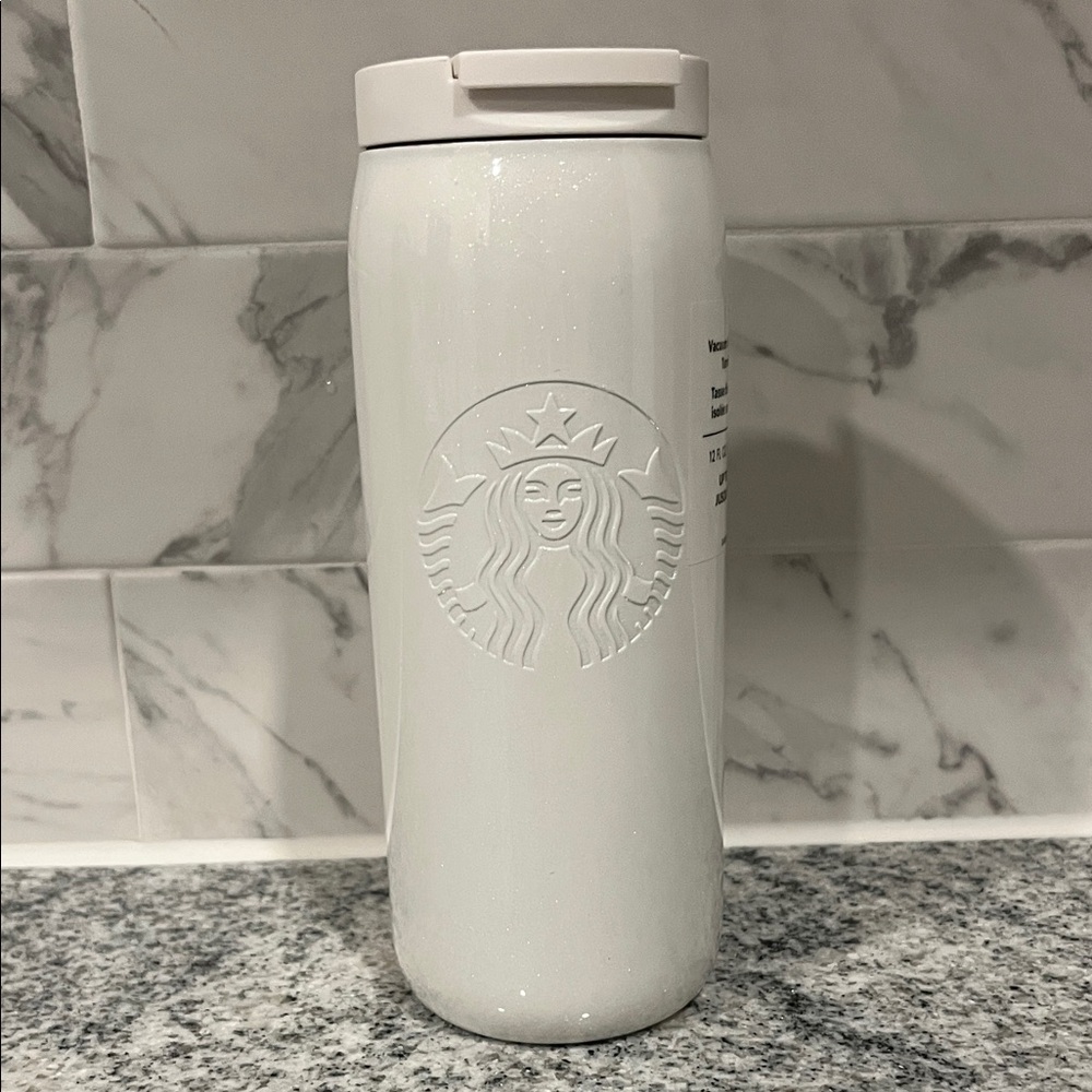 NWT Starbucks Glitter Vacuum Insulated Tumbler 12 oz White